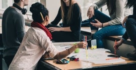 group of students discussing a project